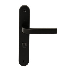 Hardbrass Deurkruk Osaka Zwart op ovaal langschild WC63mm met 8mm stift