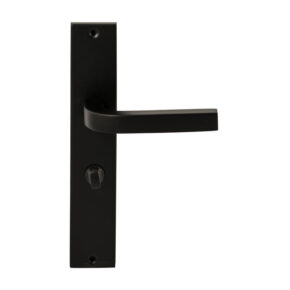 Hardbrass Deurkruk Osaka Zwart op rechthoekig langschild WC63mm met 8mm stift