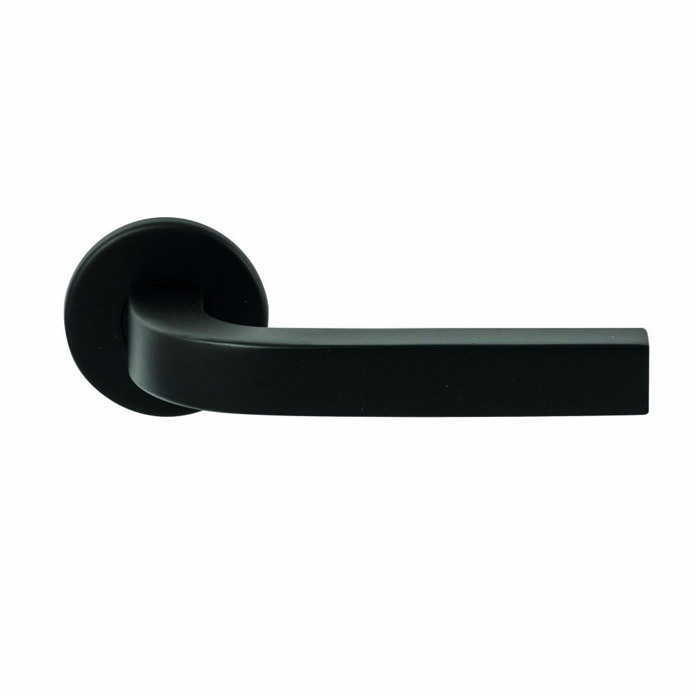 Hardbrass Deurkruk Osaka Zwart op rond rozet 4mm dun