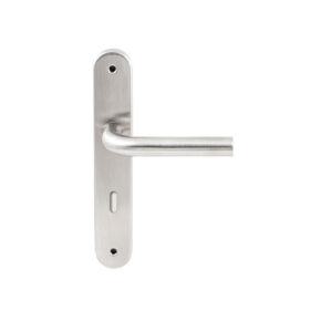 Hardbrass Deurkruk Oslo RVS op ovaal langschild sleutel 72mm