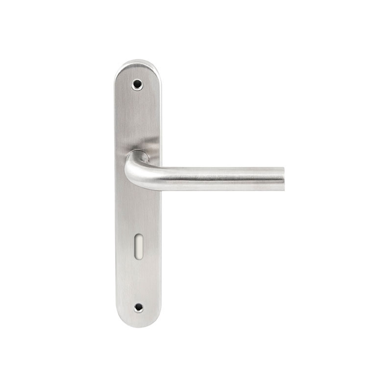 Hardbrass Deurkruk Oslo RVS op ovaal langschild sleutel 72mm