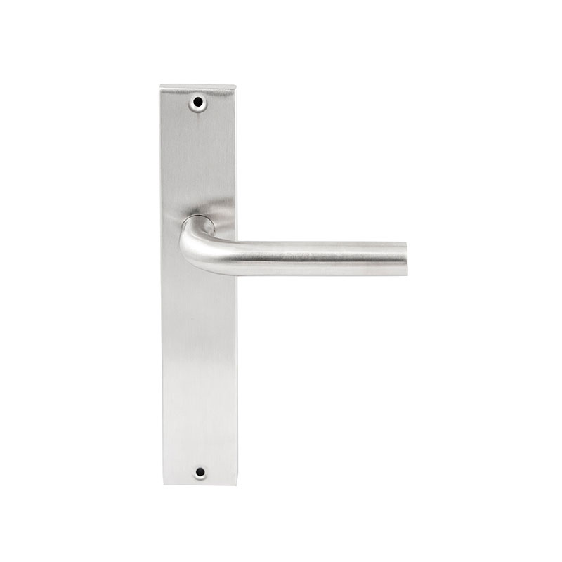 Hardbrass Deurkruk Oslo RVS op rechthoekig langschild blind