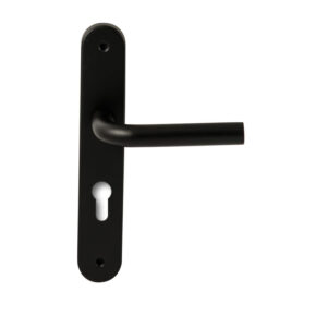 Hardbrass Deurkruk Oslo Zwart op ovaal langschild profielcilinder 72mm
