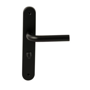 Hardbrass Deurkruk Oslo Zwart op ovaal langschild WC63mm met 8mm stift