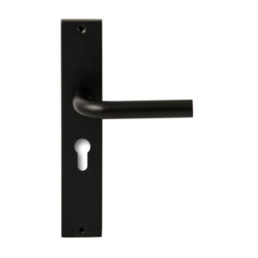 Hardbrass Deurkruk Oslo Zwart op rechthoekig langschild profielcilinder 55mm