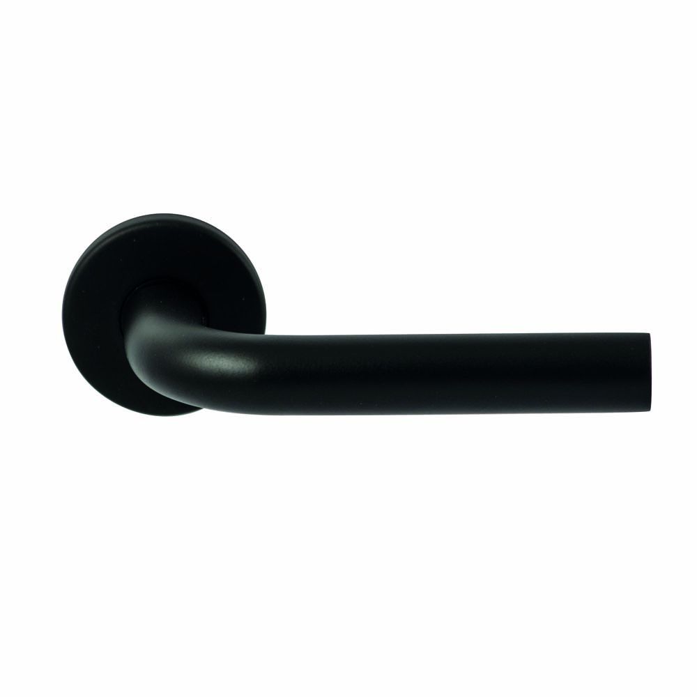 Hardbrass Deurkruk Oslo Zwart op rond rozet 4mm dun