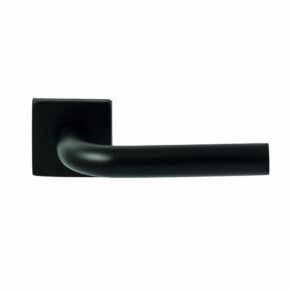 Hardbrass Deurkruk Oslo Zwart op vierkant rozet 4mm dun