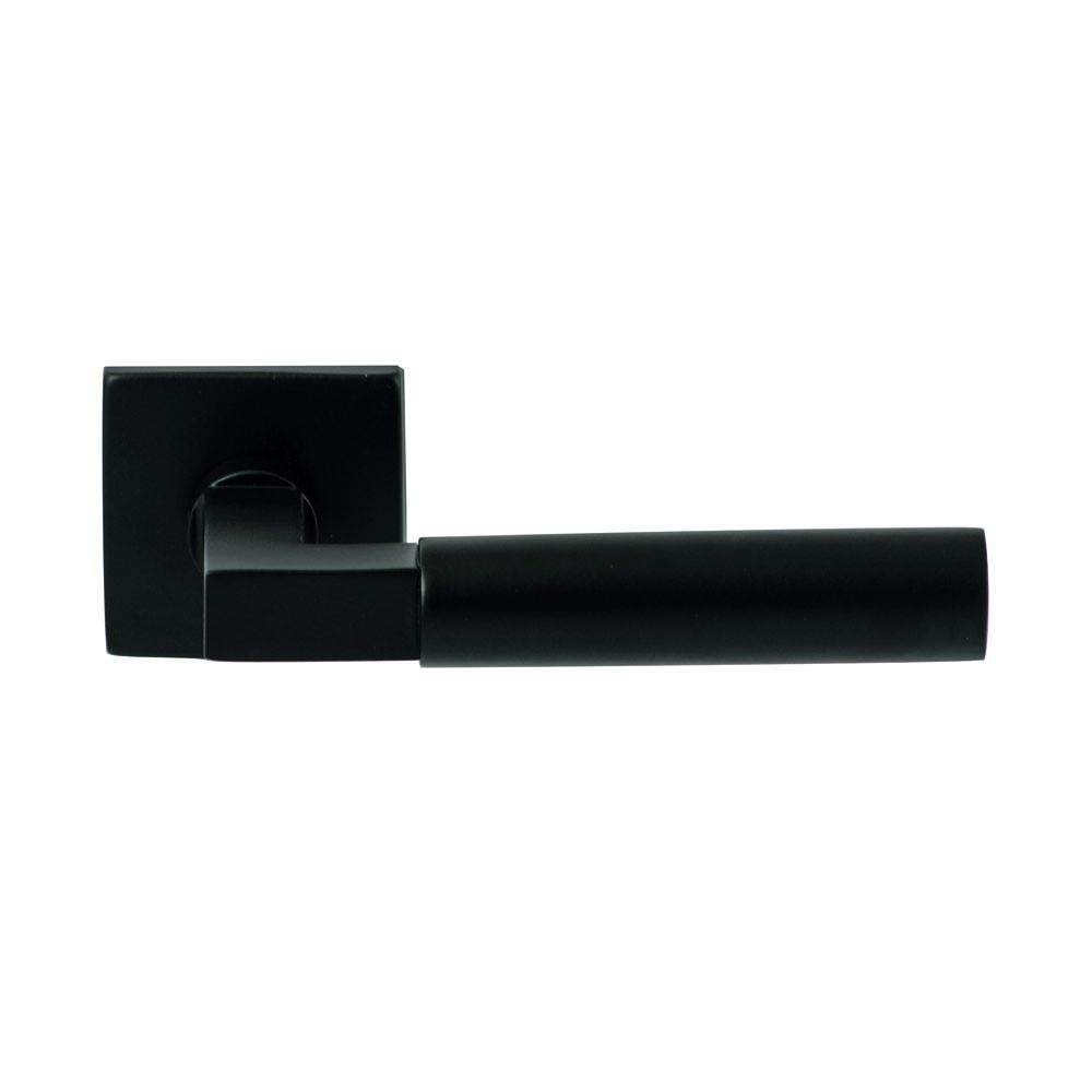 Hardbrass Deurkruk Ottawa Zwart op vierkant rozet 4mm dun
