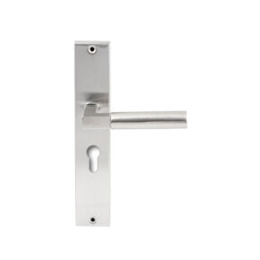 Hardbrass Deurkruk Ottawa RVS op rechthoekig langschild profielcilinder 55mm