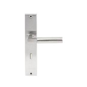 Hardbrass Deurkruk Ottawa RVS op rechthoekig langschild sleutel 72mm