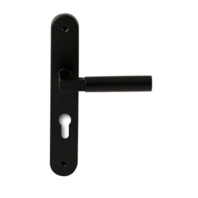 Hardbrass Deurkruk Ottawa Zwart op ovaal langschild profielcilinder 72mm