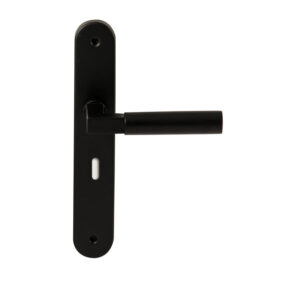 Hardbrass Deurkruk Ottawa Zwart op ovaal langschild sleutel 56mm