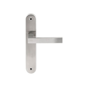Hardbrass Deurkruk Phoenix RVS op ovaal langschild blind