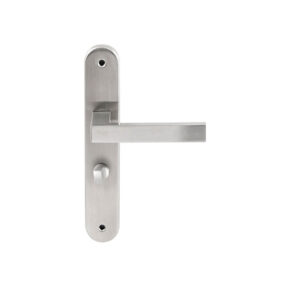 Hardbrass Deurkruk Phoenix RVS op ovaal langschild WC63mm met 8mm stift