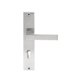 Hardbrass Deurkruk Phoenix RVS op rechthoekig langschild profielcilinder 72mm