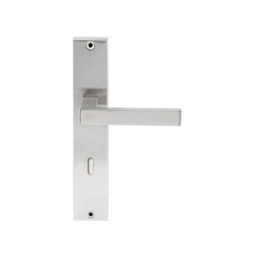 Hardbrass Deurkruk Phoenix RVS op rechthoekig langschild sleutel 72mm