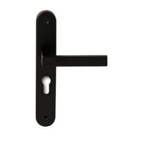 Hardbrass Deurkruk Phoenix Zwart op ovaal langschild profielcilinder 55mm
