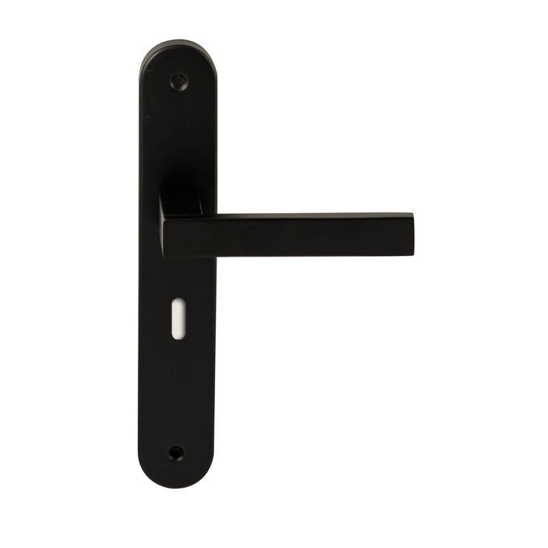 Hardbrass Deurkruk Phoenix Zwart op ovaal langschild sleutel 56mm