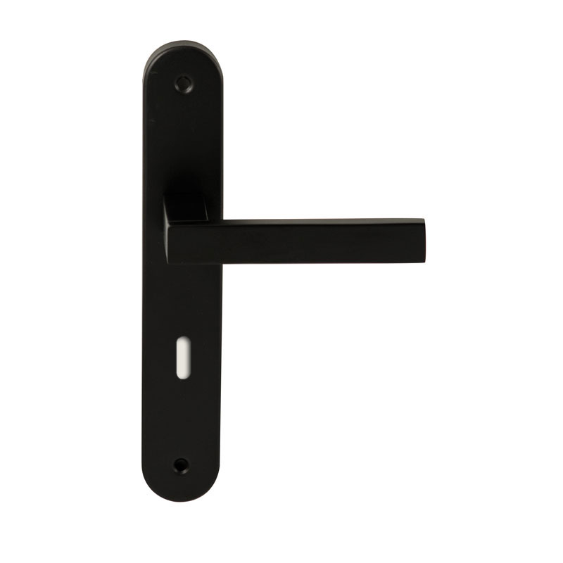 Hardbrass Deurkruk Phoenix Zwart op ovaal langschild sleutel 72mm