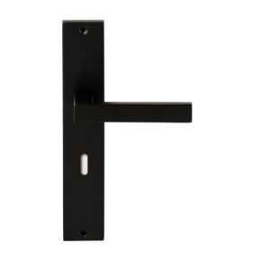 Hardbrass Deurkruk Phoenix Zwart op rechthoekig langschild sleutel 72mm