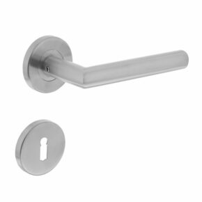 Intersteel Deurkruk Recht Hoek 90° op rozet met 7mm nokken met sleutelgat RVS