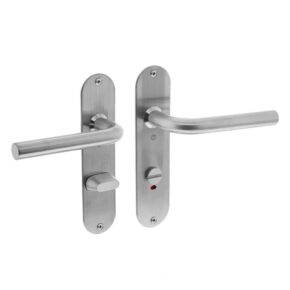 Intersteel Deurkruk Recht slank op schild met toilet-/badkamersluiting RVS