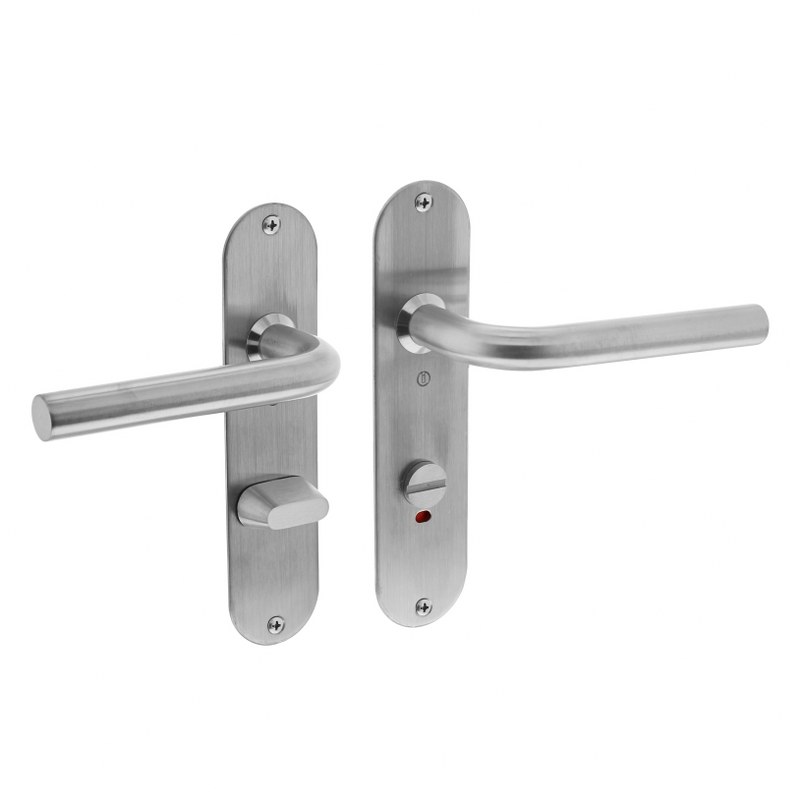 Intersteel Deurkruk Recht slank op schild met toilet-/badkamersluiting RVS