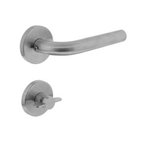 Intersteel Deurkruk Recht neutraal op rozet met toilet-/badkamersluiting RVS