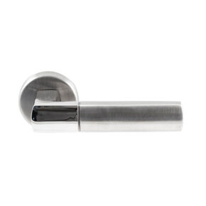 Hardbrass Deurkruk Rhodos RVS op rond rozet