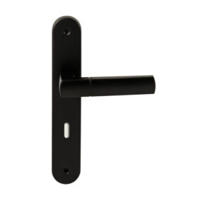 Hardbrass Deurkruk Rhodos Zwart op ovaal langschild sleutel 72mm