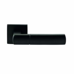 Hardbrass Deurkruk Rhodos Zwart op vierkant rozet 4mm dun