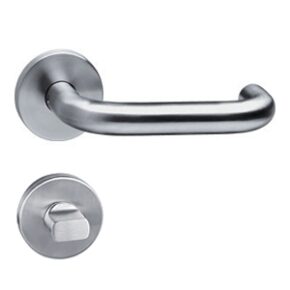 Intersteel Deurkruk Rond op rozet geveerd met toilet-/badkamersluiting ATP RVS