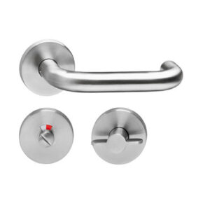 Intersteel Deurkruk Rond neutraal op rozet met toilet-/badkamersluiting staal RVS
