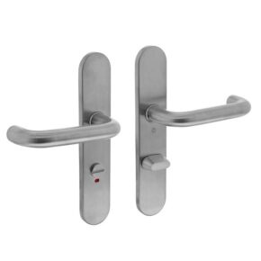 Intersteel Deurkruk Rond op verdekt schild met toilet-/badkamersluiting RVS