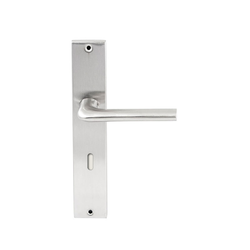 Hardbrass Deurkruk Samos RVS op rechthoekig langschild sleutel 72mm