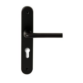 Hardbrass Deurkruk Samos Zwart op ovaal langschild profielcilinder 72mm
