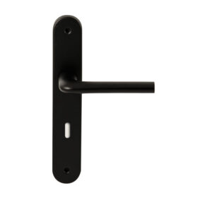 Hardbrass Deurkruk Samos Zwart op ovaal langschild sleutel 72mm