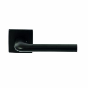 Hardbrass Deurkruk Samos Zwart op vierkant rozet 4mm dun
