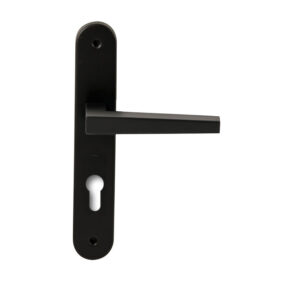 Hardbrass Deurkruk Seoul Zwart op ovaal langschild profielcilinder 72mm
