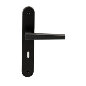 Hardbrass Deurkruk Seoul Zwart op ovaal langschild sleutel 72mm
