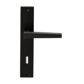 Hardbrass Deurkruk Seoul Zwart op rechthoekig langschild sleutel 72mm