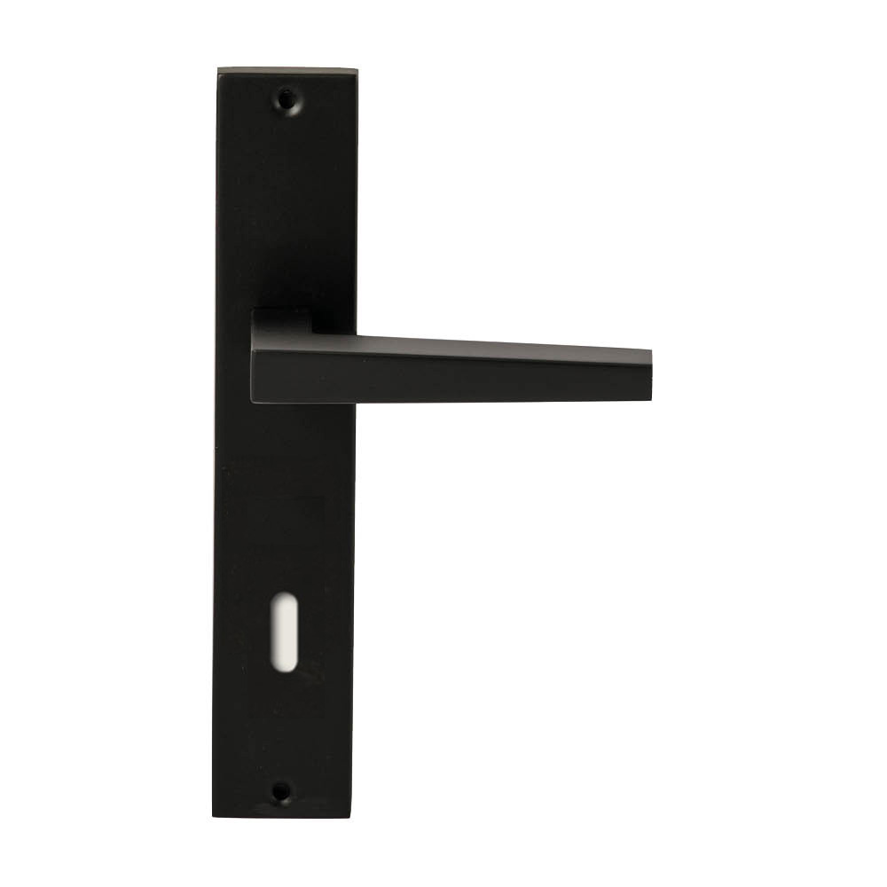 Hardbrass Deurkruk Seoul Zwart op rechthoekig langschild sleutel 72mm
