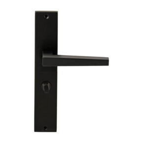Hardbrass Deurkruk Seoul Zwart op rechthoekig langschild WC63mm met 8mm stift