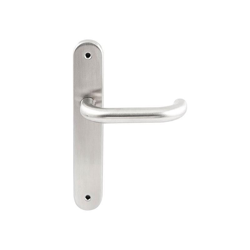 Hardbrass Deurkruk Stockholm RVS op ovaal langschild blind