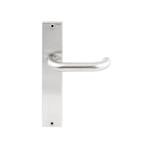 Hardbrass Deurkruk Stockholm RVS op rechthoekig langschild blind