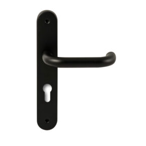 Hardbrass Deurkruk Stockholm Zwart op ovaal langschild profielcilinder 72mm