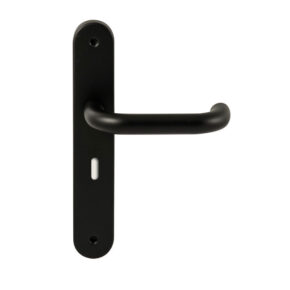 Hardbrass Deurkruk Stockholm Zwart op ovaal langschild sleutel 56mm