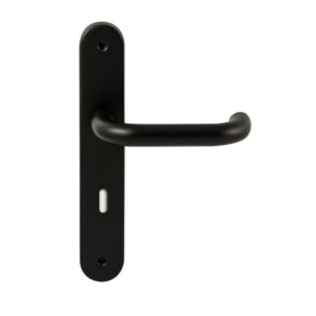 Hardbrass Deurkruk Stockholm Zwart op ovaal langschild sleutel 72mm