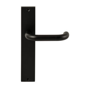 Hardbrass Deurkruk Stockholm Zwart op rechthoekig langschild blind