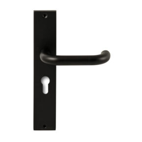 Hardbrass Deurkruk Stockholm Zwart op rechthoekig langschild profielcilinder 55mm